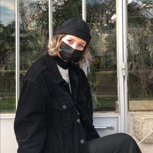 Vintage French Wool Docker Cap Black